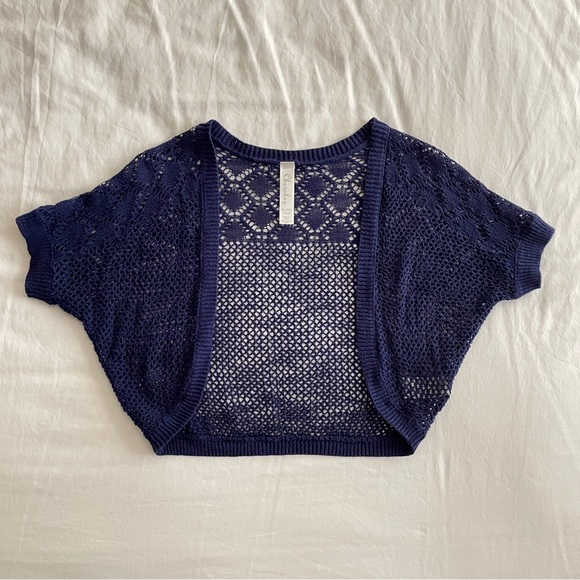 Navy Blue Knit Shrug - Picture 1 of 5